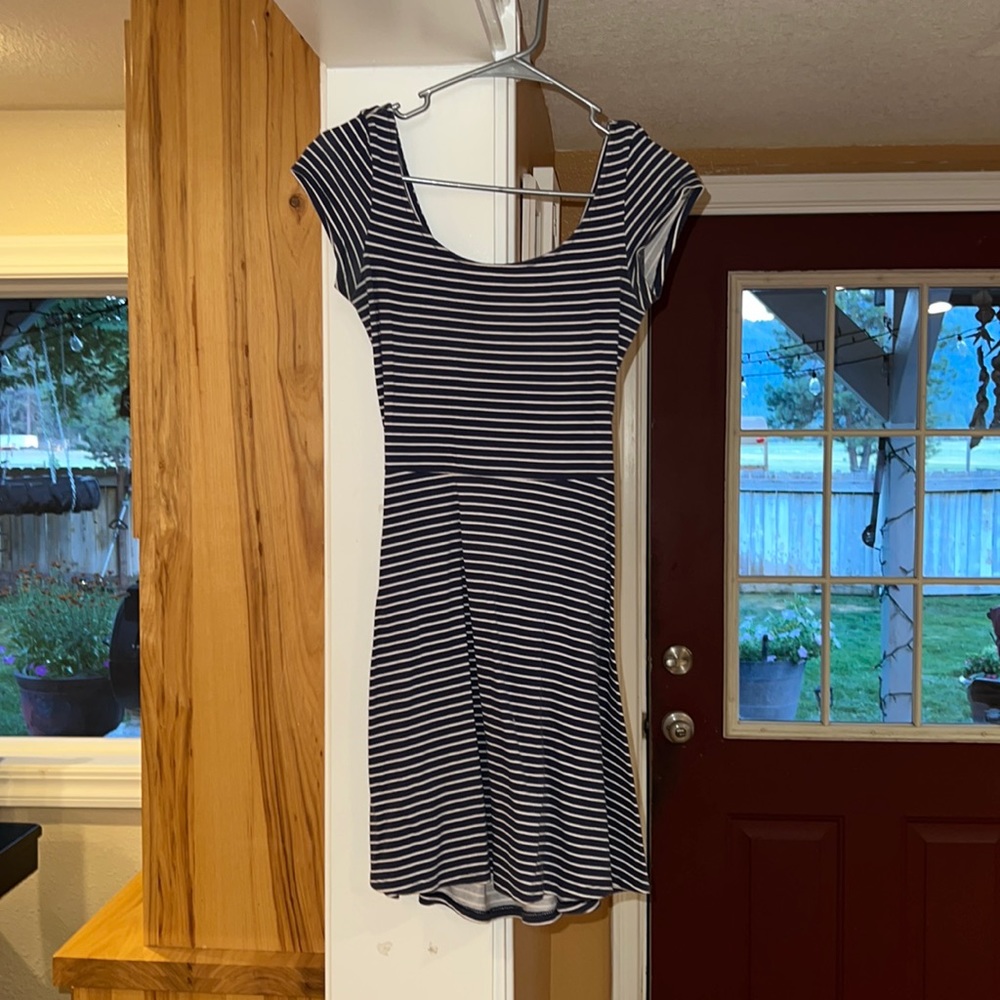 Women’s blue and white striped dress size small